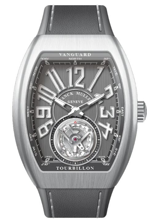 Best FRANCK MULLER Vanguard Tourbillon Brushed Stainless Steel - Grey V 41 T (BR) (TT) (AC) (TT BLC AC BR) Replica Watch